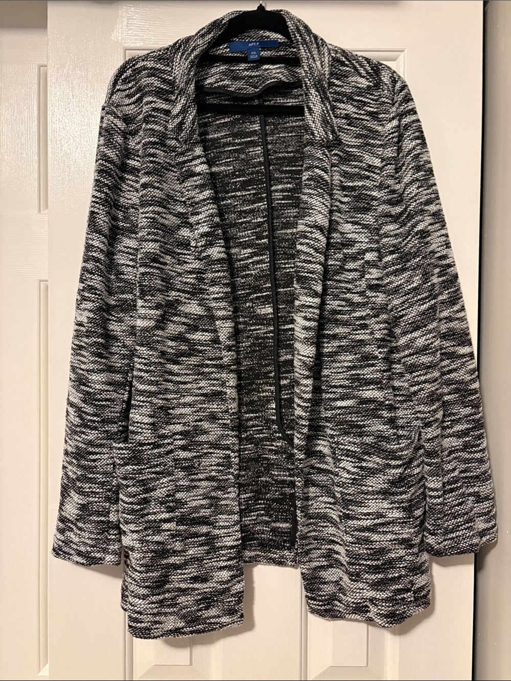 Apt. 9 Black & White Open Front Marled Cardigan Blazer
